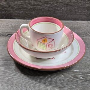 Stangl Personalized Susie Gift 3 Piece Dish Set Blue Trenton NJ Hand Painted